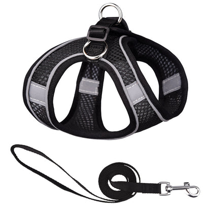 Vest Style Reflective Pet Harness & Leash Set