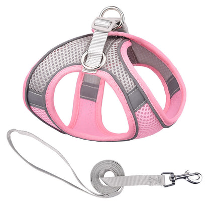 Vest Style Reflective Pet Harness & Leash Set
