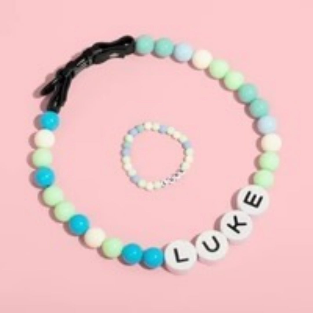 Personalized Pet Collar & Matching Bracelet Set